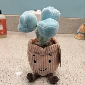 Charming Plush Flower Pot with Blue Blooms